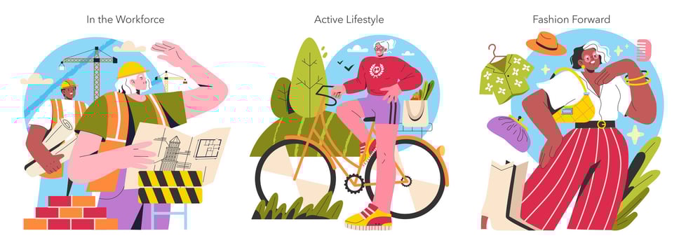 Empowering Older Women. Flat Illustration vector