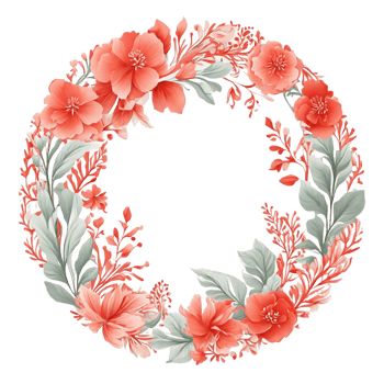 Decorative floral flower round frame design png
