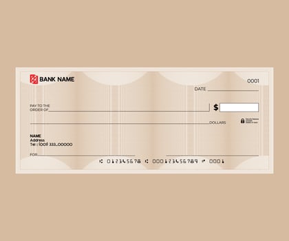 Blank check, bank cheque design, Elegant guilloche pattern for certificate or banknote vector