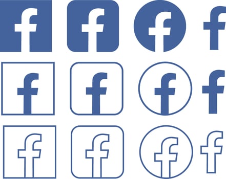 Facebook icon in flat and line set. logo with shadow isolated on a Original Facebook App popular social networking service social media logo for apps or website vector