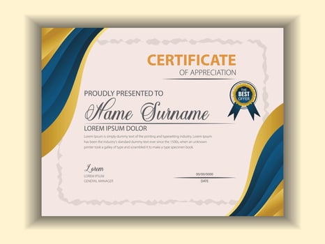 Creative Business, Training Achievement Certificate Template vector