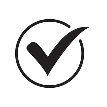 Tick icon symbol, checkmark, checked icon or correct choice sign, check mark or checkbox pictogram vector
