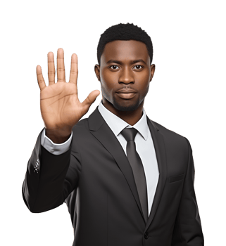 African American Businessman Stop Gesture Isolated on Transparent Background png