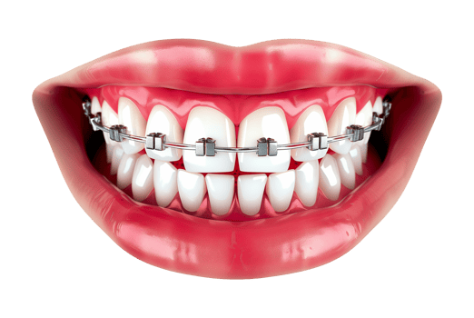 Mouth With Teeth Braces Isolated on Transparent Background png