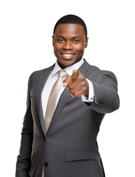 African American Businessman Pointing Forward Depicting We Want You Isolated on Transparent Background png