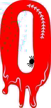 Red Numerical figures in bloody halloween template design graphics vector