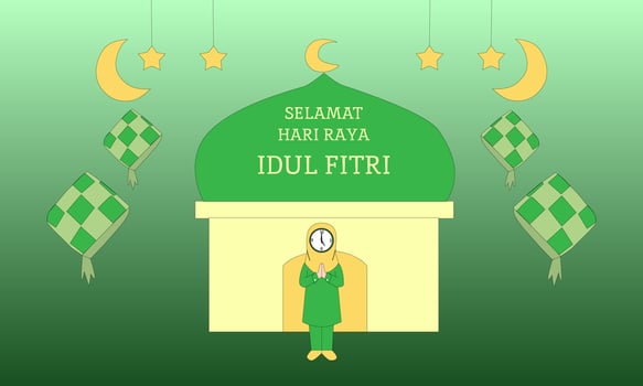 Muslim woman celebrate the mont of Ramadan vector