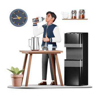 3D Man Drinking Healthy Drinks. Cartoon Character Illustration for Lifestyle and Wellness png