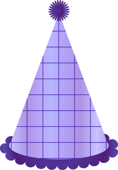 Purple birthday hat illustration on transparent background. png