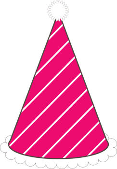 Pink birthday hat illustration on transparent background. png