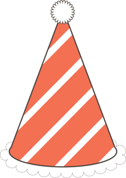 Orange birthday hat illustration on transparent background. png