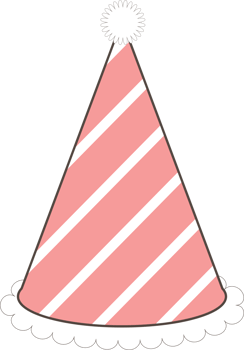 Pink birthday hat illustration on transparent background. png