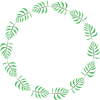 Green leaf wreath illustration on transparent background. png