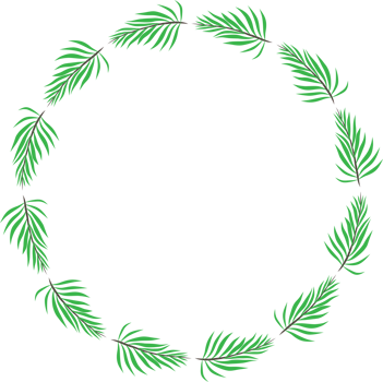 Green leaf wreath illustration on transparent background. png