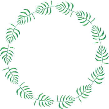 Green leaf wreath illustration on transparent background. png