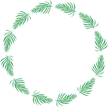 Green leaf wreath illustration on transparent background. png