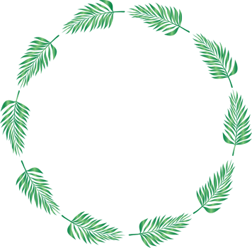 Green leaf wreath illustration on transparent background. png