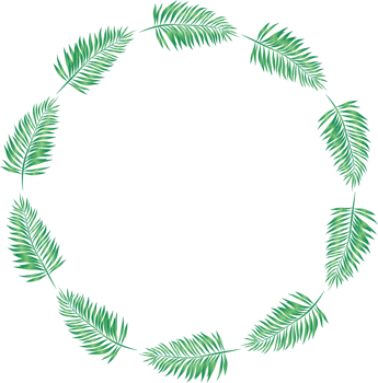 Green leaf wreath illustration on transparent background. png