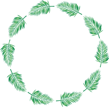 Green leaf wreath illustration on transparent background. png