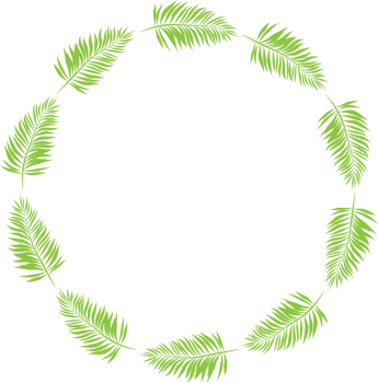 Green leaf wreath illustration on transparent background. png