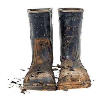 Rain boots dirty isolated on transparent background png