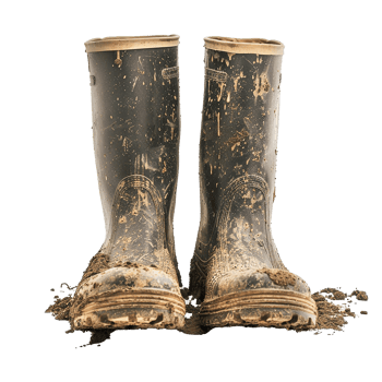 Rain boots dirty isolated on transparent background png