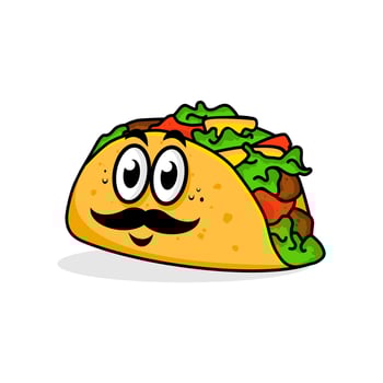 Taco vintage cartoon illustration, Design element for logo, poster, card, banner, emblem, t shirt. illustration vector
