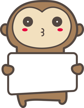 Cute cartoo monkey holding a sign illustration on transparent background. png