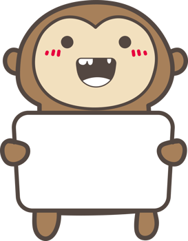 Cartoo monkey holding a sign illustration on transparent background. png