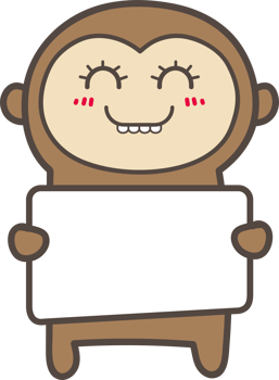 Cartoo monkey holding a sign illustration on transparent background. png