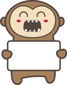 Cartoo monkey holding a sign illustration on transparent background. png