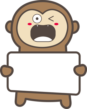 Cartoo monkey holding a sign illustration on transparent background. png