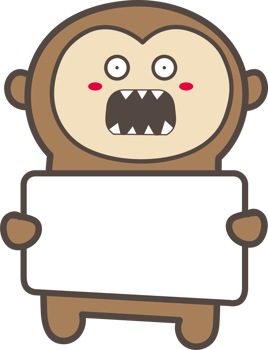 Cartoo monkey holding a sign illustration on transparent background. png