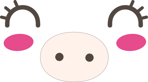 Pig happy face emoji illustration on transparent background. png