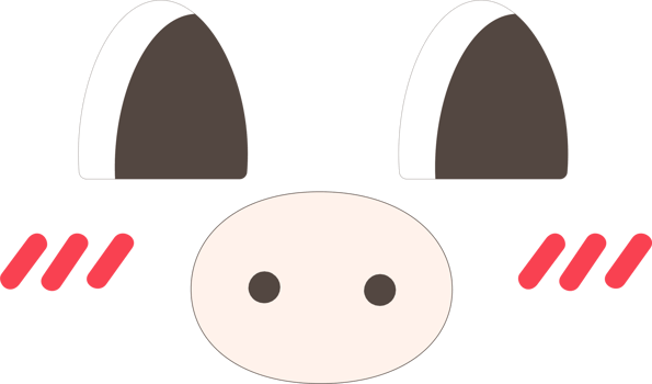 Pig shy face emoji illustration on transparent background. png