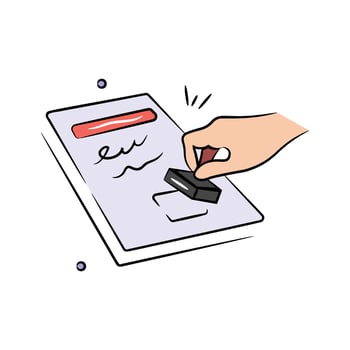 Stamp on document showing concept icon of contract, agreement document, terms, policies vector