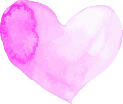 Watercolor pink heart shape illustration on transparent background. png
