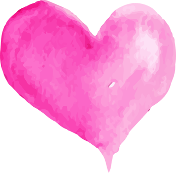 Watercolor pink heart shape illustration on transparent background. png