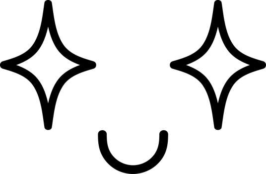 Cartoon excited face emoji illustration on transparent background. png