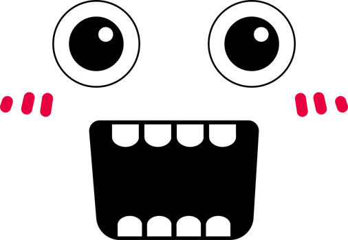 Cartoon excited face emoji illustration on transparent background. png