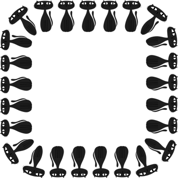 Cartoon black cat frame illustration on transparent background. png