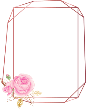 Pink rose geometric frame illustration on transparent background. png
