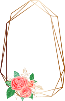 Pink rose geometric frame illustration on transparent background. png