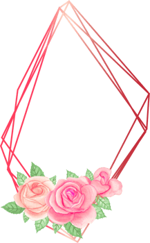 Pink rose geometric frame illustration on transparent background. png