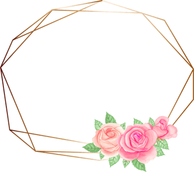 Pink rose geometric frame illustration on transparent background. png