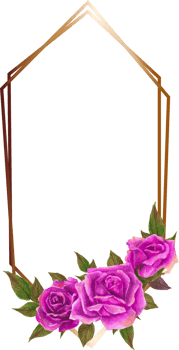 Purple rose geometric frame illustration on transparent background. png