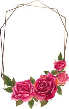 Red rose geometric frame illustration on transparent background. png