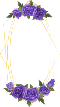 Blue rose geometric frame illustration on transparent background. png