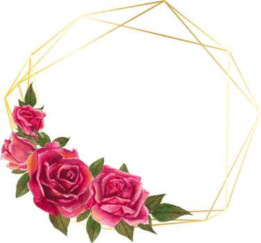 Red rose geometric frame illustration on transparent background. png