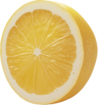 A Fresh Lemon half cut isolated on a transparent background png